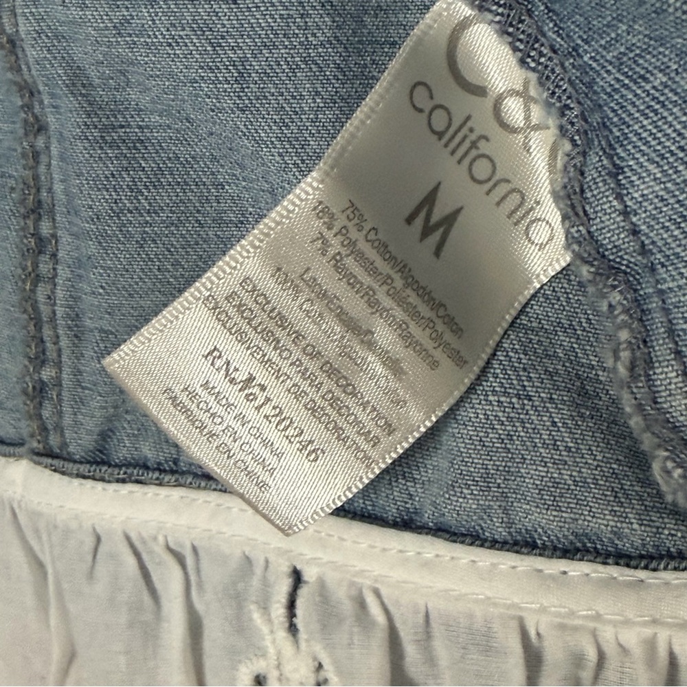 C.C Light Blue Denim with Sunburst Patch medium cottagecore boho white lace - Picture 7 of 7
